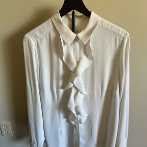 Chico's Cream Blouse with Ruffle Accent
